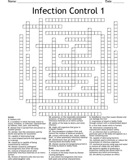 Infection Control 1 Crossword Wordmint