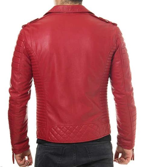 Men Red Retro Cafe Racer Biker Jacket Famejackets