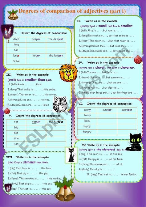 Degrees Of Comparison Of Adjectives Esl Worksheet By Kamchatka