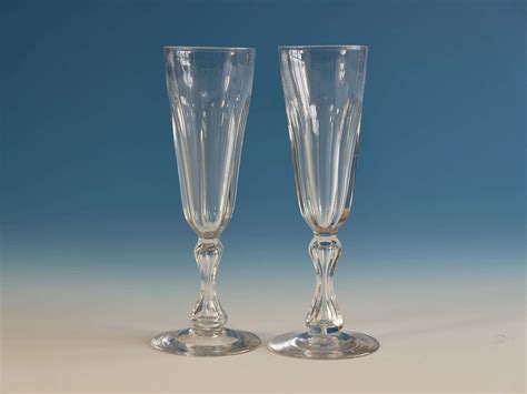 Antique Glass Champagne Flutes Pair English C1830 In Antique Wine Glasses Carafes And Drinking