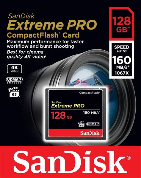 אלקטרוניקה Sandisk Extreme Pro 128gb Compactflash Memory Card Udma 7