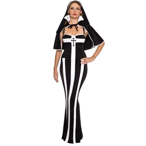 Sexy Black Costume Women Cosplay Nuns Uniform Exotic Apparel Nun Halloween Fancy Dress Cosplay