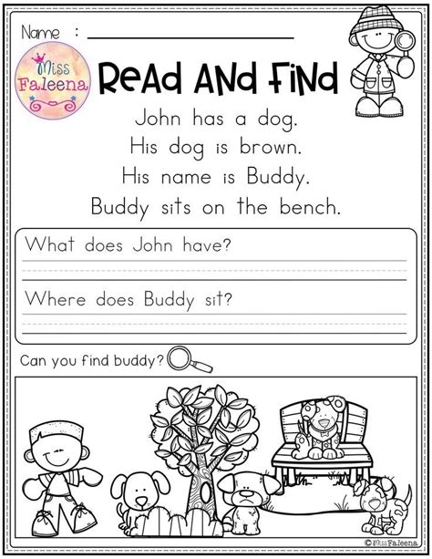Free Reading Comprehension Read And Find Kindergarten Reading