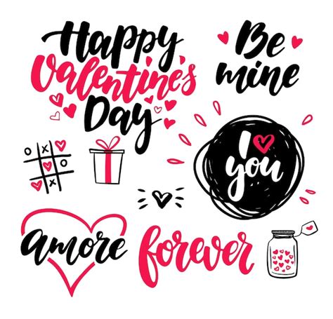 Conjunto De Vectores De Letras Del Día De San Valentín Descargar