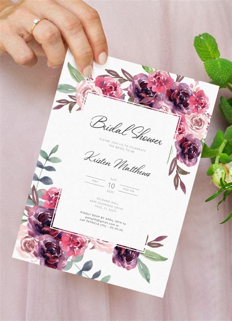 Choose from hundreds of design templates. Download Printable Burgundy Floral Bridal Shower ...