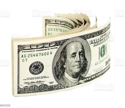 Stack Of One Hundred Dollar Bills Us Isolated On White Stock Photo
