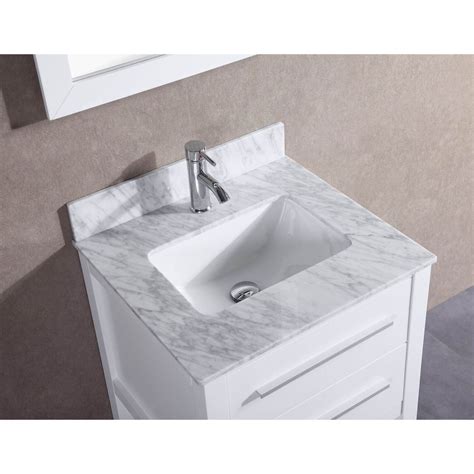 24 Inch Belvedere White Bathroom Vanity With Marble Top And Backsplash