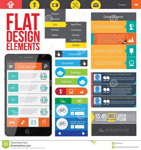 web design elements flat design - Google Search | Flat web design, Web design, Design elements