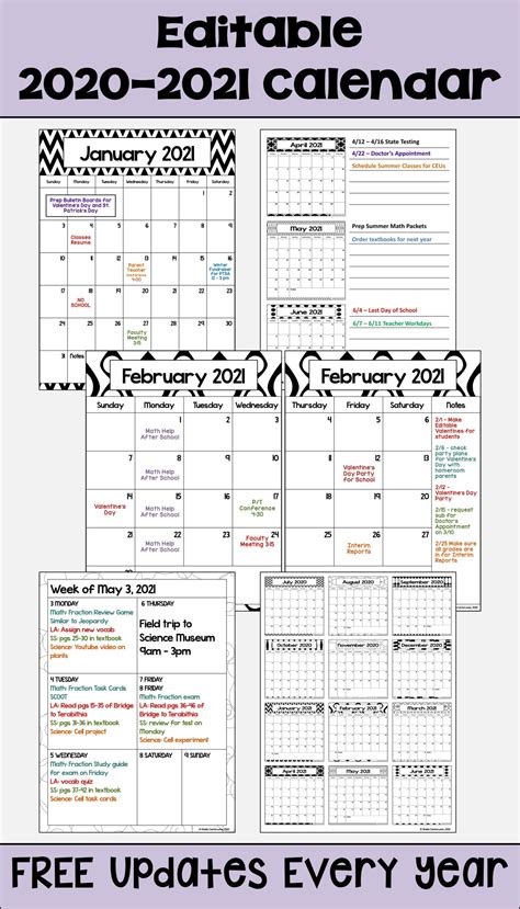2021 Calendar Editable Free 2020 2021 Calendar Printable And Editable