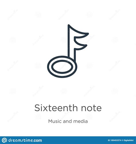 Sixteenth Note Icon Thin Linear Sixteenth Note Outline Icon Isolated