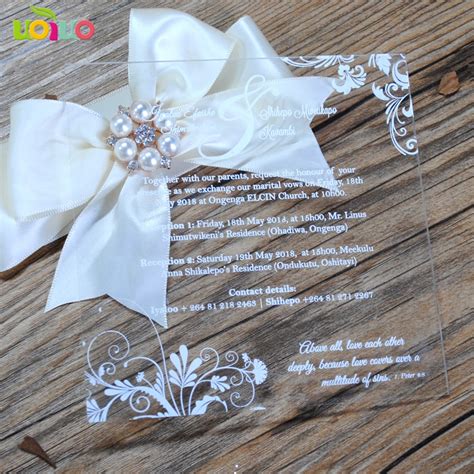 50pcs Popular Wedding Acrylic Invitation Card Flower Design Pattern