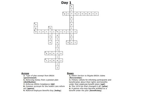 A crossword is a word puzzle that normally takes the form of a square or a rectangular grid of white and black shaded squares. » National Employee Benefits Day Crossword Puzzle ANSWERS!