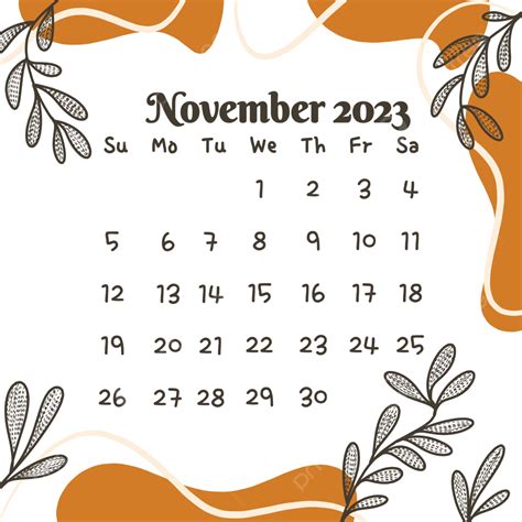 November 2023 Calendar Png Image Aestetic Calendar November 2023