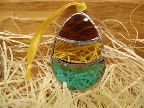 Stained Glass Easter Eggs Suncatcher Decorations Set Of 3 Etsy