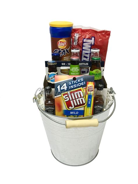 This unique collection of four imported beers and gourmet pub grub is always a welcome. Variety Beer Bucket - Champagne Life Gift Baskets