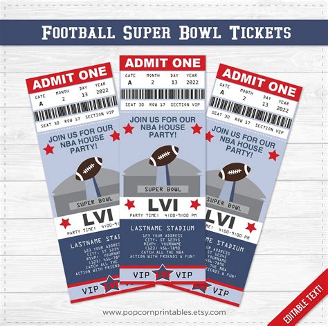 Super Bowl 2022 Lvi Football Ticket Invitations Editable Etsy Uk