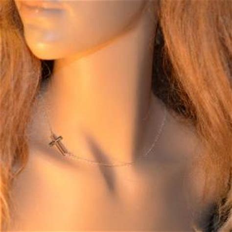 Sideways Cross Necklace Sterling Silver Minimalist Necklace Jewelry All