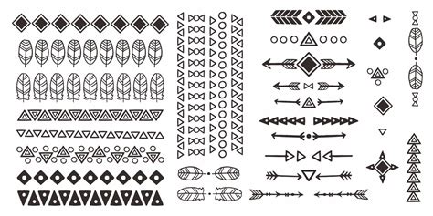 Set Of Hand Drawn Geometric African Tribal Symbols On White Background
