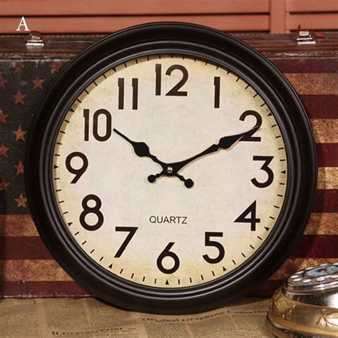 Home Decoration Retro Living Room Bedroom Wall Clock Mute Quartz Watch