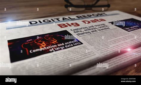 big data machine learning and digital analysis technology daily newspaper on table headlines