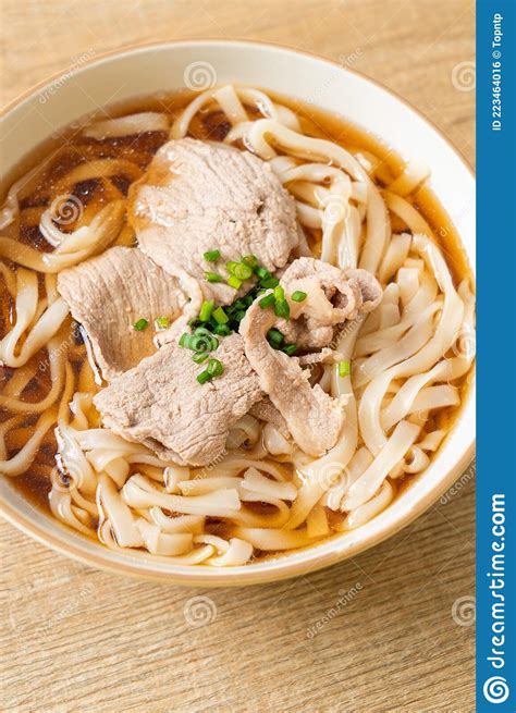 Homemade Udon Noodles With Pork In Soy Or Shoyu Soup Stock Image