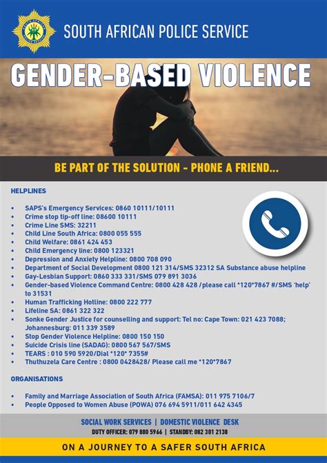 Gender Based Violence Saps South African Police Service