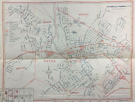 Details About Vintage Map Of Dover New Jersey Area Roads Businesses By