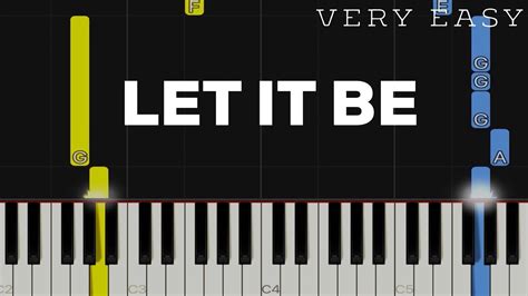Let It Be The Beatles Very Easy Piano Tutorial Learn Piano Piano