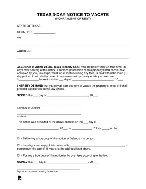 If the lease document indicates a . Explore Our Sample of Notice To Vacate Texas Template ...