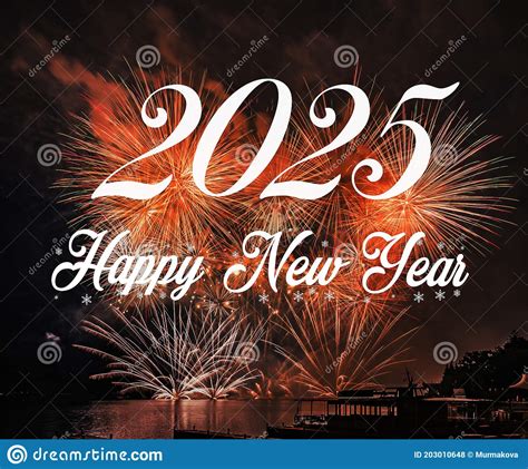 Happy New Year 2025 With Fireworks Background Stock Photo Image Of