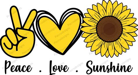 Peace love sunshine svg Sunflower svg Peace Love SVG Hand | Etsy