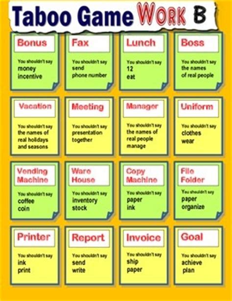 Maybe you would like to learn more about one of these? ESL Taboo Game Card (Word guessing game) : Work by PIA | TpT