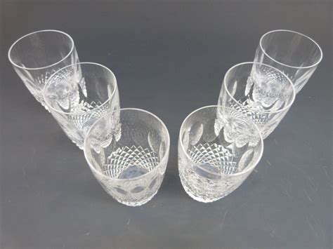 a set of six waterford crystal colleen pattern tumbler glasses 9cm tall