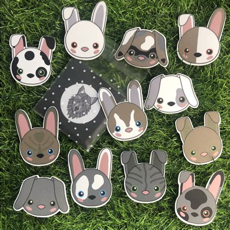 Cute Bunny Sticker Pack Of 12 Etsy Uk