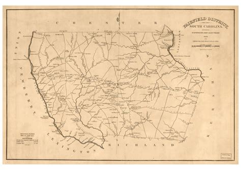 Fairfield District South Carolina 1825 County Wall Map Etsy