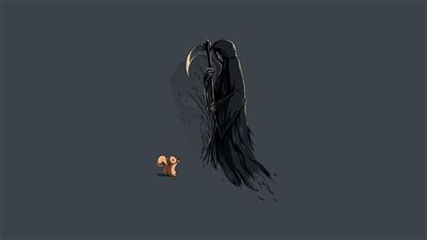 Illustration Minimalism Squirrel Death Grim Reaper Scythe Bird