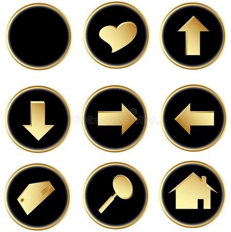 Black Gold Round Web Buttons Stock Vector Illustration Of Shape