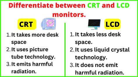Difference Between Crt Monitor And Lcd Monitor In Hindiurdu Crt Vs