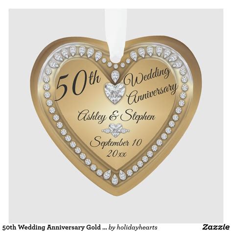 50th Wedding Anniversary Gold Diamonds Keepsake Ornament
