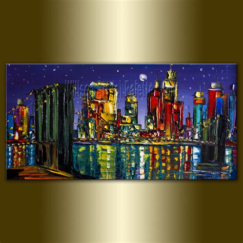 Cityscape Giclee Canvas Print Modern Art From Original Oil Painting By
