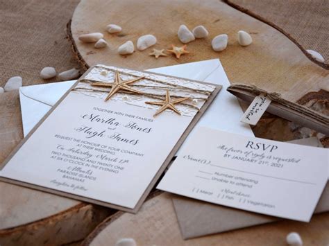Choose the design, personalize the text. Custom Beach Wedding Invitations, Starfish Wedding Invitations