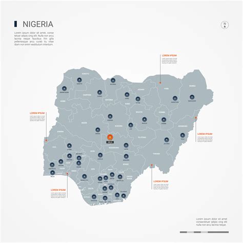 Nigeria Map With Borders Cities Capital Abuja And Administrative
