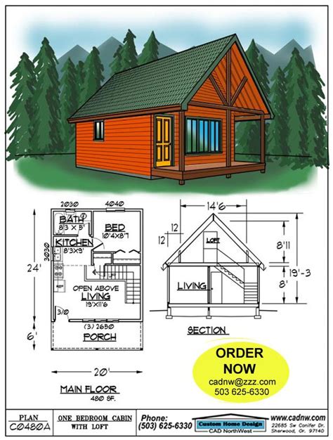 C0480a Cabin Plan Details Small Cabin Plans House Blueprints Tiny
