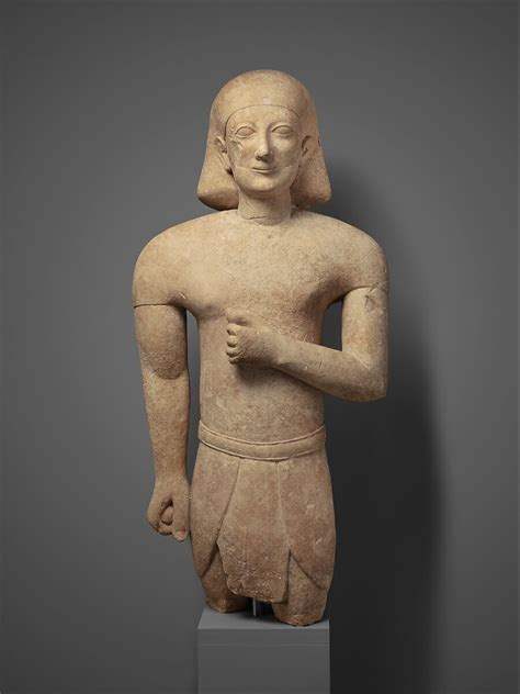 Limestone Male Figure In Egyptian Dress Cypriot Archaic The