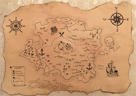 Drawing Of A Treasure Map On Antique Paper Treasure Map Drawing