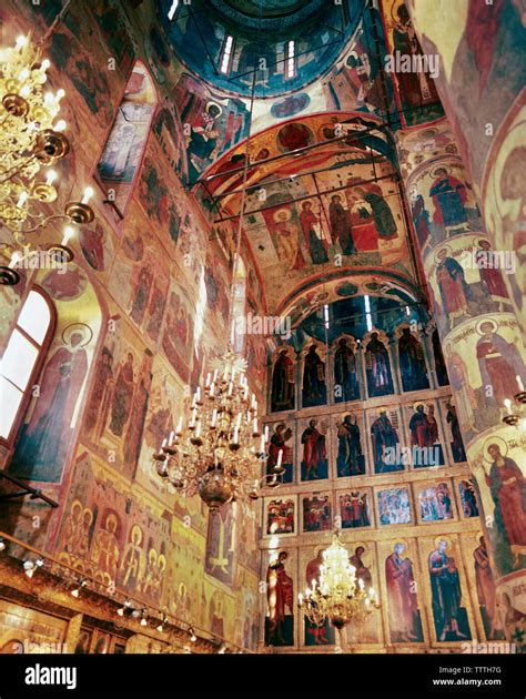 RUSSIA Moscow Kremlin Interior Of Cathedral With Candle Chandelier