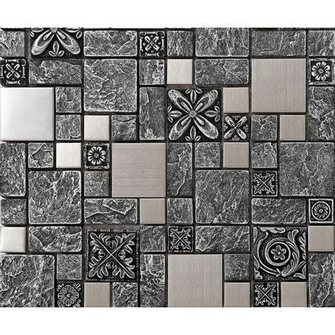 Brushed Stainless Steel Backsplash Mosaic Tile Designs