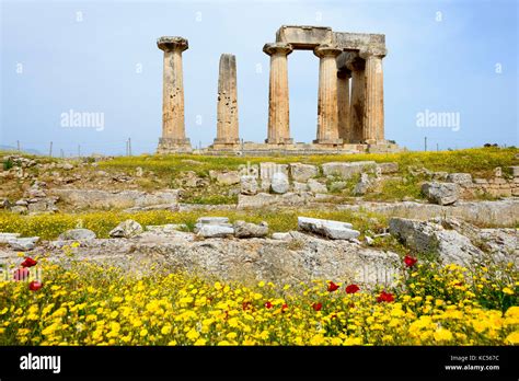 Apollon Temple Ancient Corinth Peloponnese Greece Stock Photo Alamy