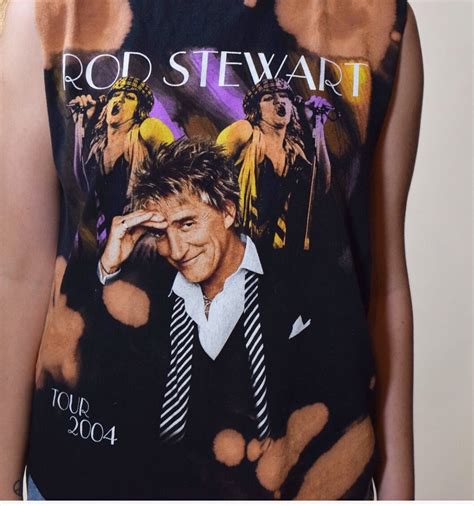 Rod Stewart Tour One Of A Kind Acid Wash Cropped Distressed Tank Women