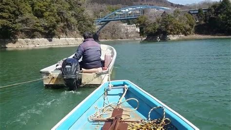 相模湖・天狗岩さんワカサギ釣り、ボートを曳航 youtube